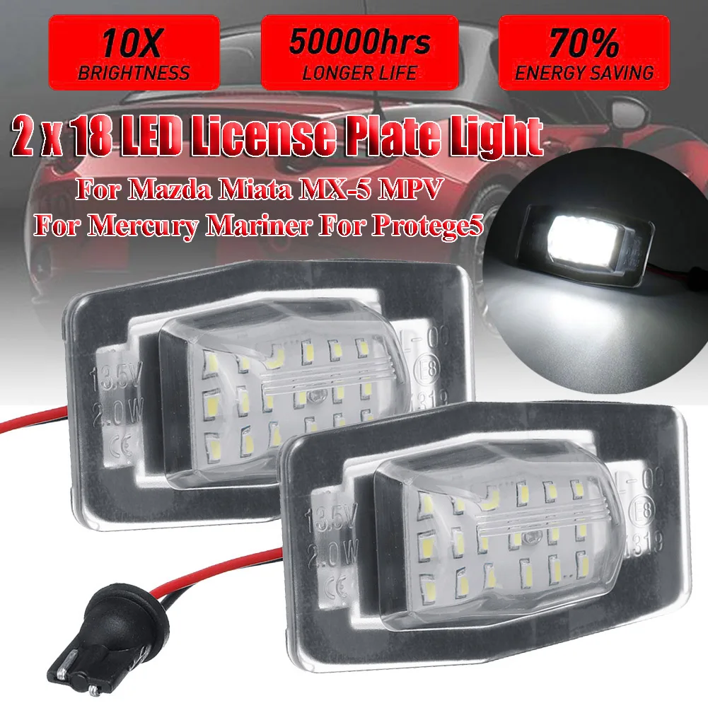 2pcs 18 Led License Plate Light Lamp Error Free Number Bulbs For Mercury Mariner for Mazda Miata MX-5 MPV Protege5 | Автомобили и