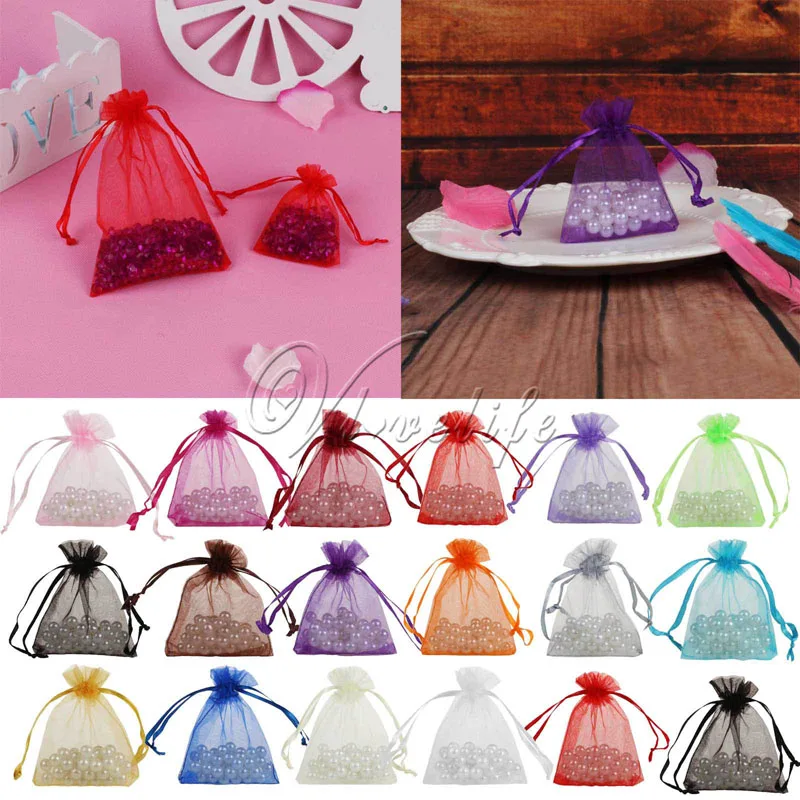 Wholesales 100pcs 7x9cm Organza Bags Drawable Jewelry Pouch for Wedding Favor Christmas Decorations Candy Bag Diy Gift Packing | Дом и сад