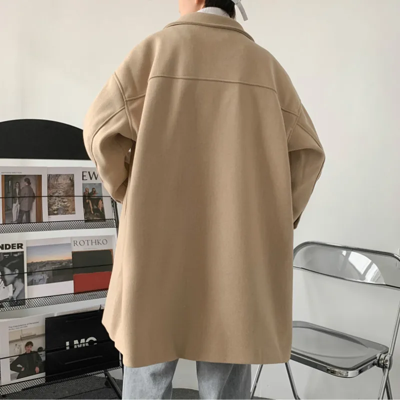 Men Trench Winter Loose Solid Simple Woolen Outwear Male Casual Ins Chic All-match Windproof Single Breasted Korean Style Trendy
Men Trench Winter Loose Solid Simple Woolen Outwear Male Casual Ins Chic All-match Windproof Single Breasted Korean Style Trendy
