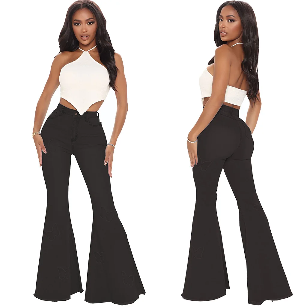 Autumn Women High Waist Denim Jeans Long Solid Slim Flare Pants Ladies Butterfly Decoration Wide-Leg Jean Plus Size S-3XL 2022
Autumn Women High Waist Denim Jeans Long Solid Slim Flare Pants Ladies Butterfly Decoration Wide-Leg Jean Plus Size S-3XL 2022