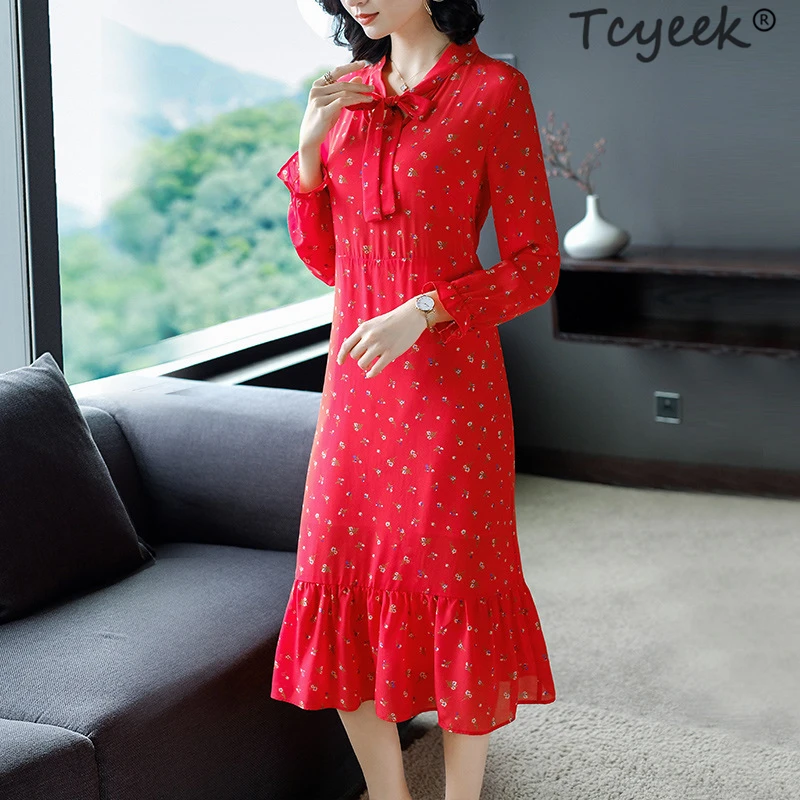 Tcyeek Summer Dress Women Elegant Real Silk Dresses Ladies Vintage Beach Evening Party Dresses Korean Long Print Vestidos 68811
Tcyeek Summer Dress Women Elegant Real Silk Dresses Ladies Vintage Beach Evening Party Dresses Korean Long Print Vestidos 68811