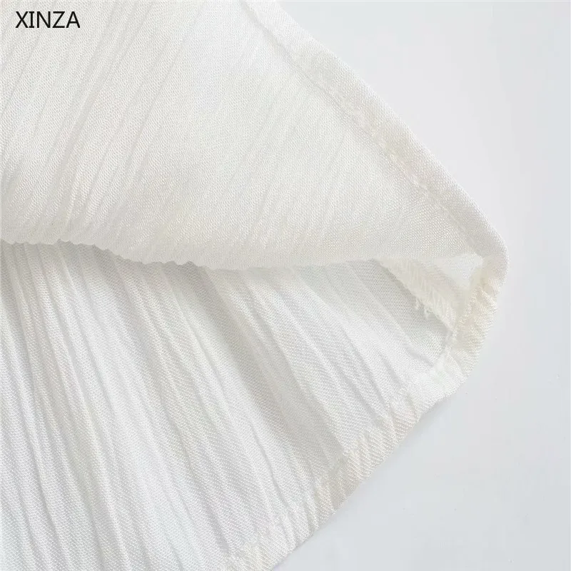 2021 ZA Women Lace Applique Summer Blouse Long Puff Sleve Ruffle White Cropped Blouses Fashion Tied V Neck Woman Vintage Tops
2021 ZA Women Lace Applique Summer Blouse Long Puff Sleve Ruffle White Cropped Blouses Fashion Tied V Neck Woman Vintage Tops