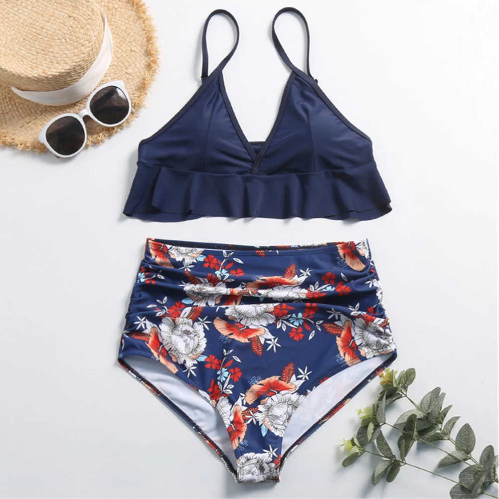 Women Holiday Two Piece Swimsuit Bikini Set Sexy Outdoor Fashion Ruffle Print V Neck High Waist Summer Beach Bathing
Women Holiday Two Piece Swimsuit Bikini Set Sexy Outdoor Fashion Ruffle Print V Neck High Waist Summer Beach Bathing