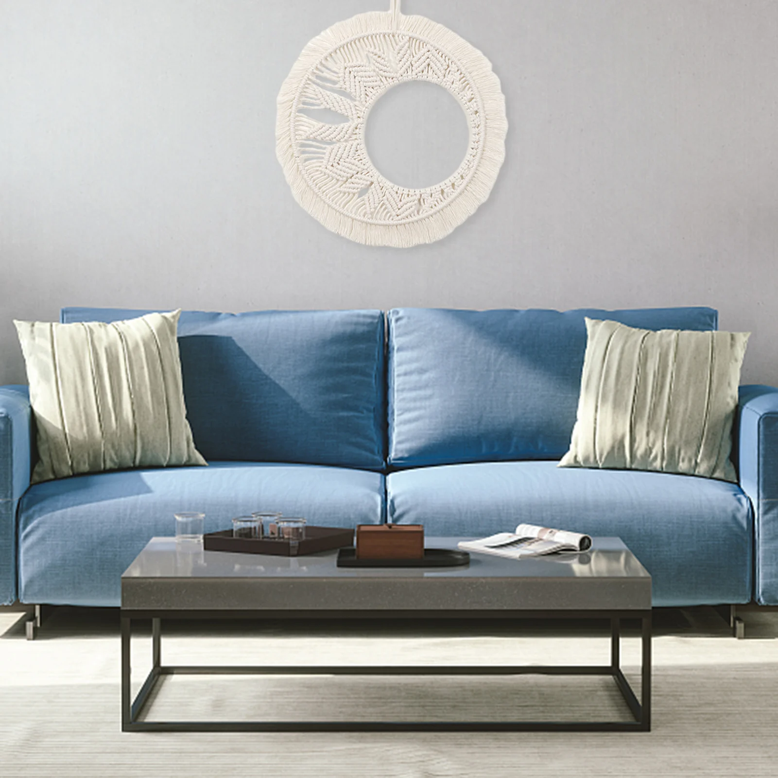 Macrame Wall Hanging Bohemian Hand-Woven Round Tapestry Nordic Background Craft Cotton Rope Mirror Frame Boho Home Wedding Decor 
Macrame Wall Hanging Bohemian Hand-Woven Round Tapestry Nordic Background Craft Cotton Rope Mirror Frame Boho Home Wedding Decor