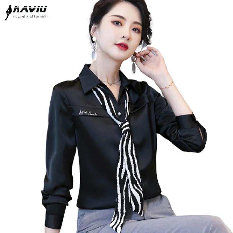 High End Shirt Women Design Black White Formal Spring All-Match New Satin Blouses Office Ladies Fashion Work Tops
High End Shirt Women Design Black White Formal Spring All-Match New Satin Blouses Office Ladies Fashion Work Tops