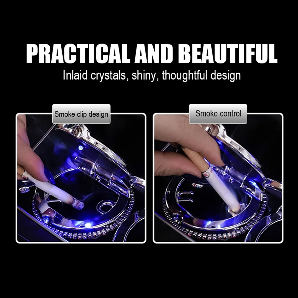 Crystal Car Ashtray With Led Lights With Cover Car-Styling Storage Cup Container Cigar Ash Tray For Volkswagen VW Golf BMW E46
Crystal Car Ashtray With Led Lights With Cover Car-Styling Storage Cup Container Cigar Ash Tray For Volkswagen VW Golf BMW E46