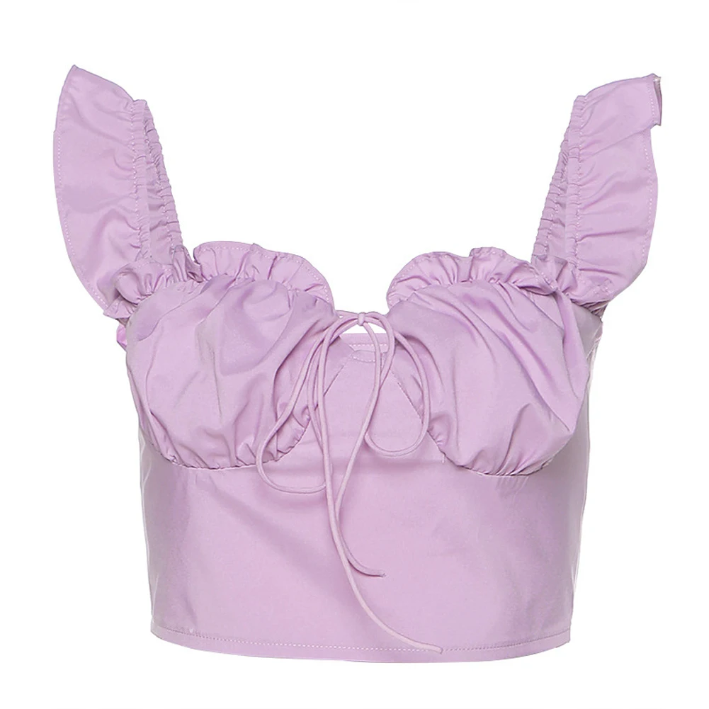 Fashion women's sexy vest sleeveless solid color navel top Ruffle short top club wear summer slim casual Homewear
Fashion women's sexy vest sleeveless solid color navel top Ruffle short top club wear summer slim casual Homewear