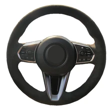 Hand Sewing Car Steering Wheel Cover Black Suede Wrap For Acura RDX 2018 2019 2020 2021 For Honda Acura RDX Volant Funda Volante
