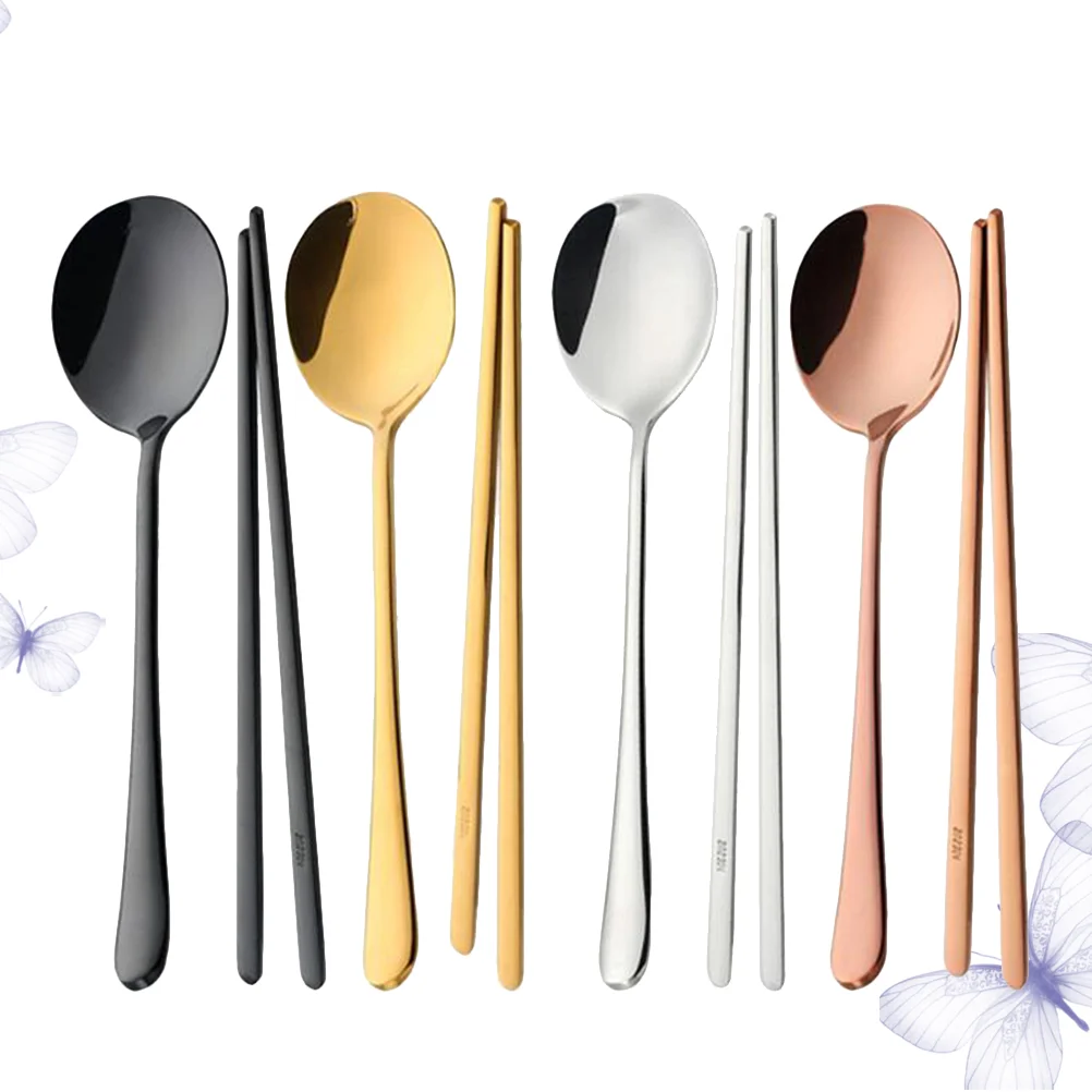 4 Sets Stainless Steel Flatware Set Korean Style Cutlery WideTableware Spoons Chopstick for Banquet Party (Golden +
4 Sets Stainless Steel Flatware Set Korean Style Cutlery WideTableware Spoons Chopstick for Banquet Party (Golden +