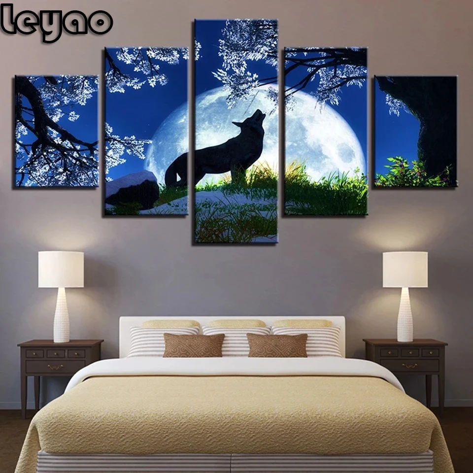 5D DIY Diamond Embroidery Midnight Wolf Howl 5 Piece Multi Panel Diamond Painting square Round Drill Picture Christmas present
5D DIY Diamond Embroidery Midnight Wolf Howl 5 Piece Multi Panel Diamond Painting square Round Drill Picture Christmas present