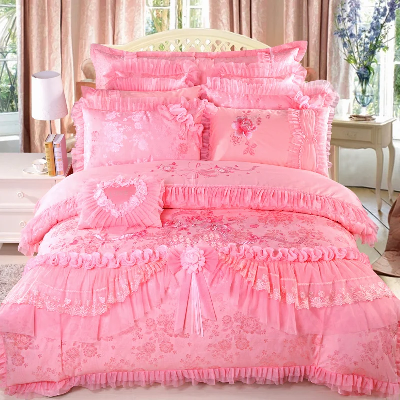2019 Red pink Jacquard wedding bedding sets 4/6/9pcs queen king size duvet cover set lace luxury bedlinen bedspread
2019 Red pink Jacquard wedding bedding sets 4/6/9pcs queen king size duvet cover set lace luxury bedlinen bedspread
