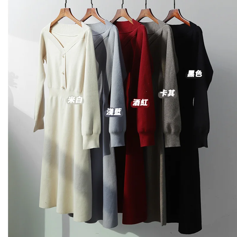 One-Piece Dress Korean Women 2020 New Autumn Winter Knitted Dresses Long Sleeve Slim Woman Office Midi Dress Lady Knit Dress
One-Piece Dress Korean Women 2020 New Autumn Winter Knitted Dresses Long Sleeve Slim Woman Office Midi Dress Lady Knit Dress