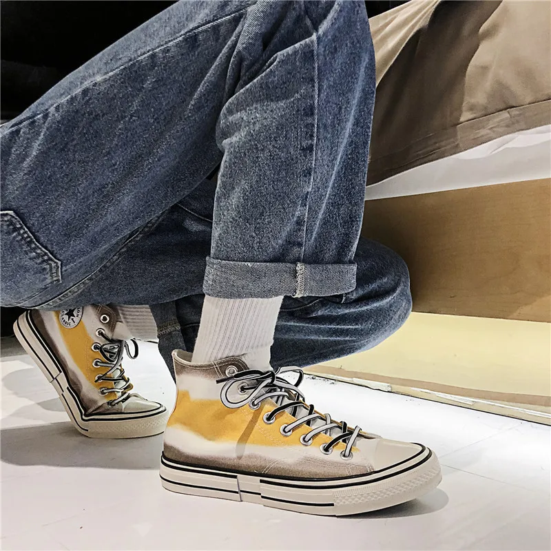 Men women New canvas shoes male high top hand-painted graffiti gradient student fashion shoes versatile couple cloth shoes 35-44 
Men women New canvas shoes male high top hand-painted graffiti gradient student fashion shoes versatile couple cloth shoes 35-44
