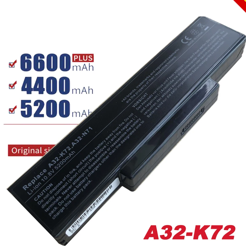 

HSW New laptop battery For ASUS A72 K72 K73 N71 N73 X77 Series Replace A32-K72 A32-N71 free shipping