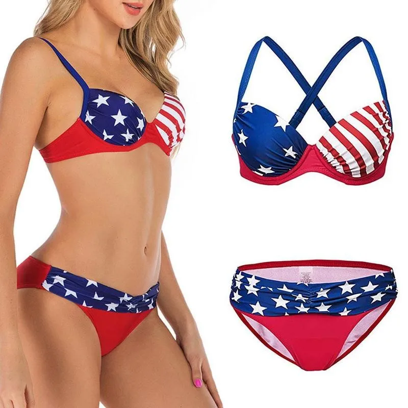 2021 New American Flag Print Bikini Set Women Push-up Bra Bikini Ruffles Swimsuit Female Sexy Bathing Suit Swim Thong Swimwear
2021 New American Flag Print Bikini Set Women Push-up Bra Bikini Ruffles Swimsuit Female Sexy Bathing Suit Swim Thong Swimwear