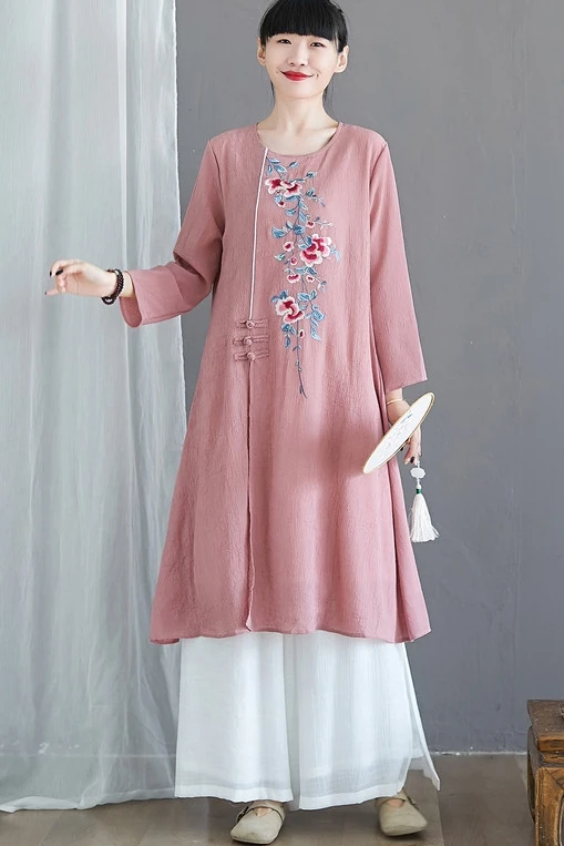COIGARSAM National Wind Women dress Spring Summer Cheongsam Brief Vintage Dresses White Skin Pink 3603
COIGARSAM National Wind Women dress Spring Summer Cheongsam Brief Vintage Dresses White Skin Pink 3603