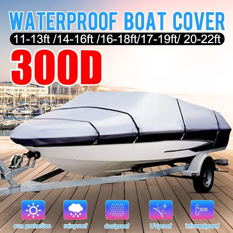 11- 22 фута чехол для лодки 300D Оксфорд чехол для лодки Защита от Солнца Анти-УФ водонепроницаемый сверхпрочный морской трейлерный брезентовый чехол для лодки
11- 22 фута чехол для лодки 300D Оксфорд чехол для лодки Защита от Солнца Анти-УФ водонепроницаемый сверхпрочный морской трейлерный брезентовый чехол для лодки