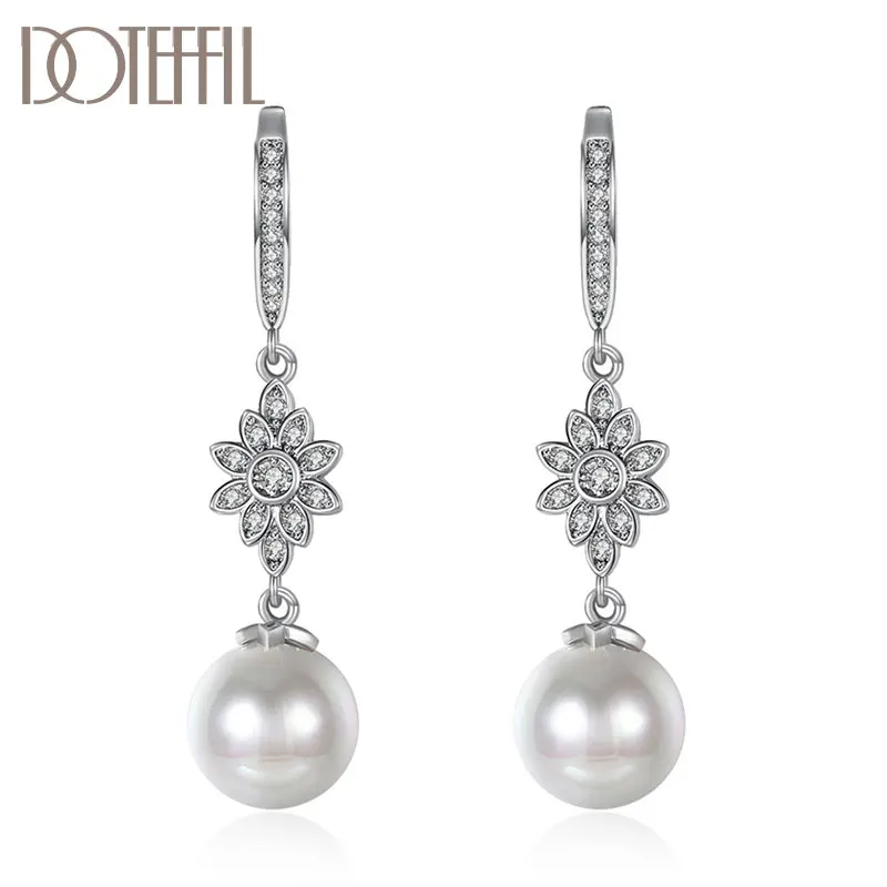 DOTEFFIL 925 Sterling Silver/18K Gold Sun Flower AAA Zircon Pearl Earrings For Women Jewelry Fashion Wedding Party Gift
DOTEFFIL 925 Sterling Silver/18K Gold Sun Flower AAA Zircon Pearl Earrings For Women Jewelry Fashion Wedding Party Gift