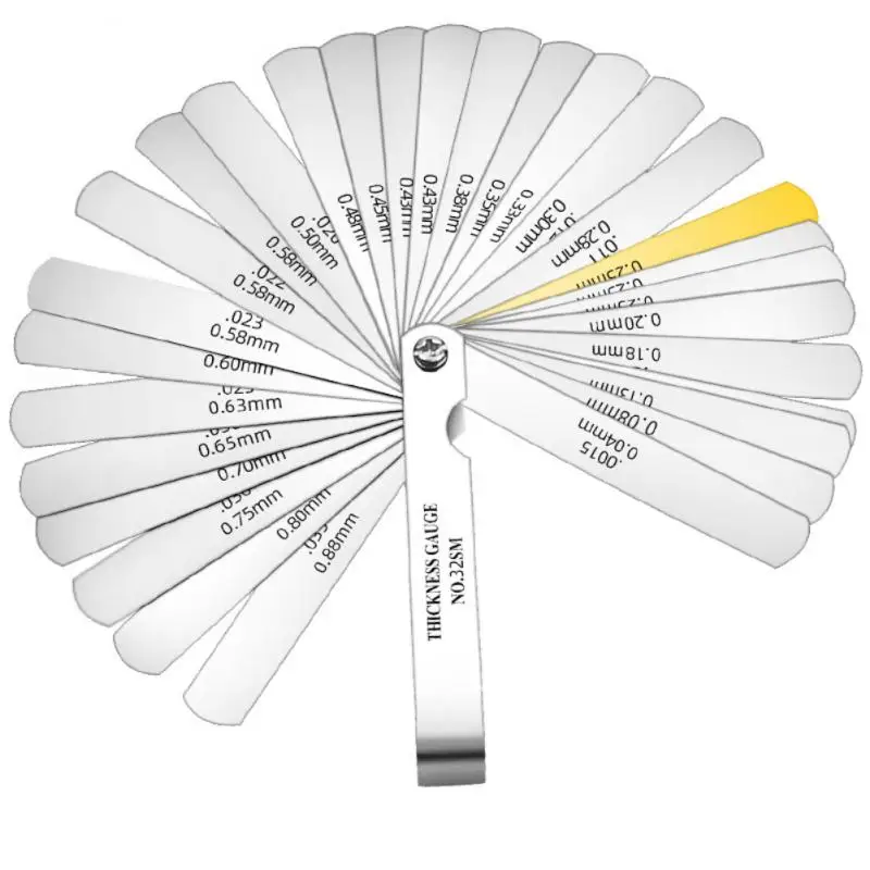 Metric Feeler Gauge 32PCS Metric Blades Gap Filler Feeler Gauge 0.04-0.88mm Universal Thickness Gage Presion Gap Measuring Tools
Metric Feeler Gauge 32PCS Metric Blades Gap Filler Feeler Gauge 0.04-0.88mm Universal Thickness Gage Presion Gap Measuring Tools