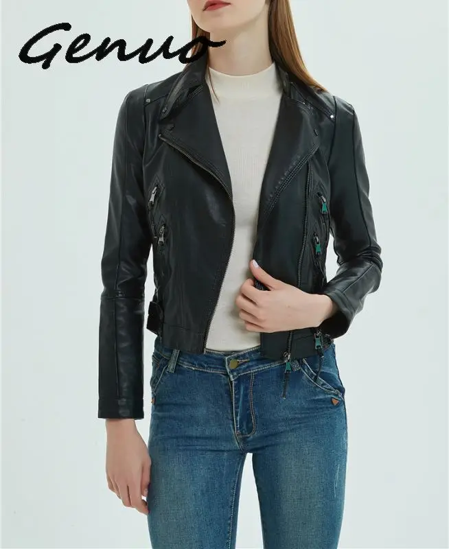 Genuo New Brand Jacket Women PU Soft Leather Jackets New S-XXL 2019 Ladies Slim Zippers Motorcycle Coat Pink/ White for Woman 
Genuo New Brand Jacket Women PU Soft Leather Jackets New S-XXL 2019 Ladies Slim Zippers Motorcycle Coat Pink/ White for Woman