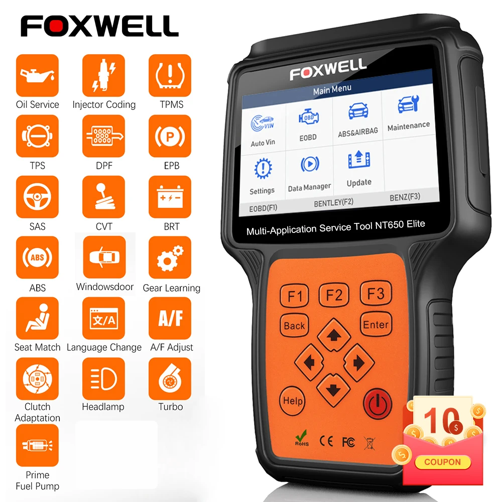 NEW FOXWELL NT650 Elite OBD2 Automotive Scanner ABS SRS A/F BRT DPF Oil Reset Professional OBD Auto Car Diagnostic Tool OBD2
NEW FOXWELL NT650 Elite OBD2 Automotive Scanner ABS SRS A/F BRT DPF Oil Reset Professional OBD Auto Car Diagnostic Tool OBD2