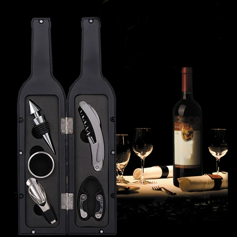 Wine Bottle Opener Stopper Set with Bottle/Cup Shape Storage Case Stainless Pour
Wine Bottle Opener Stopper Set with Bottle/Cup Shape Storage Case Stainless Pour
