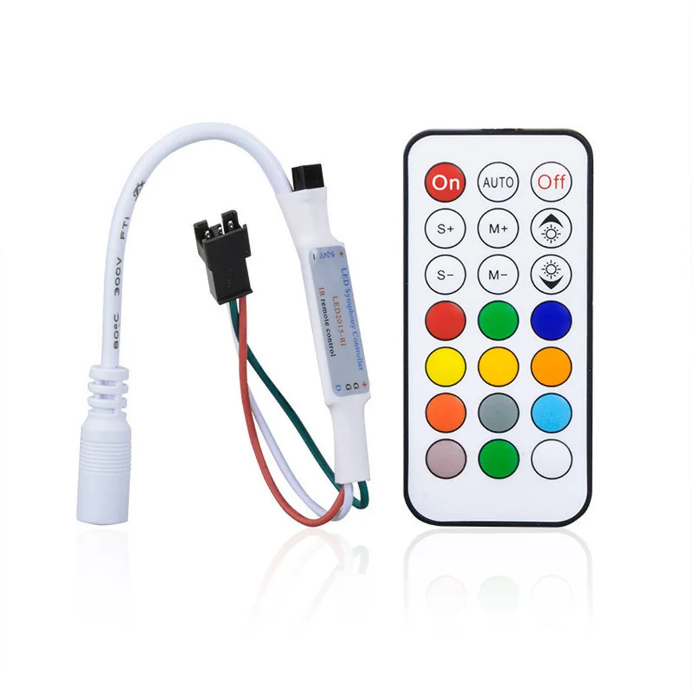 IR RF 21Key 5V-24V DIY Mini little LED RGB pixel Strip Light Controller for WS2811 SK6812 WS2812B 1903, with Remote Controller
IR RF 21Key 5V-24V DIY Mini little LED RGB pixel Strip Light Controller for WS2811 SK6812 WS2812B 1903, with Remote Controller