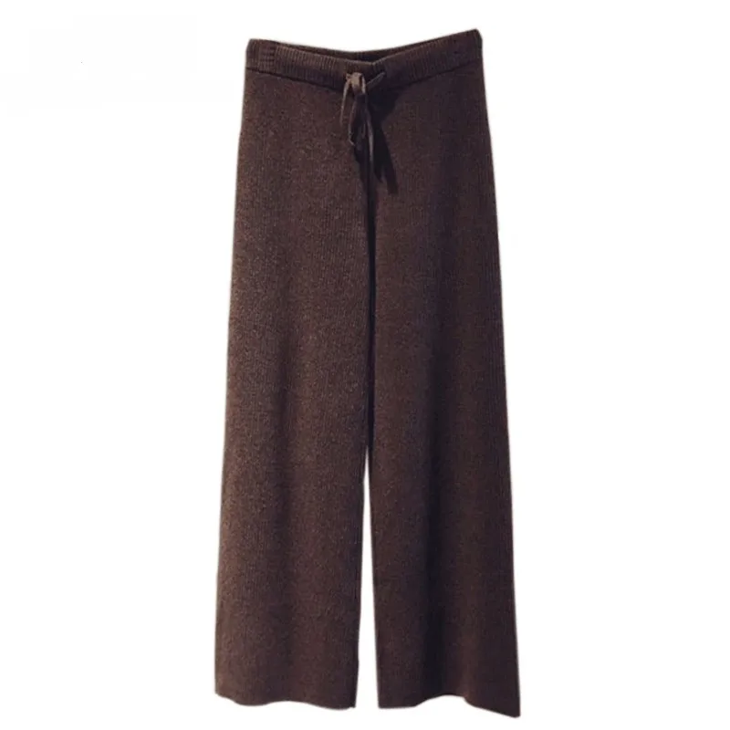 cashmere wool blend knit women fashion wide leg pants drawstring high waist straight long trousers add thick S-2XL
cashmere wool blend knit women fashion wide leg pants drawstring high waist straight long trousers add thick S-2XL