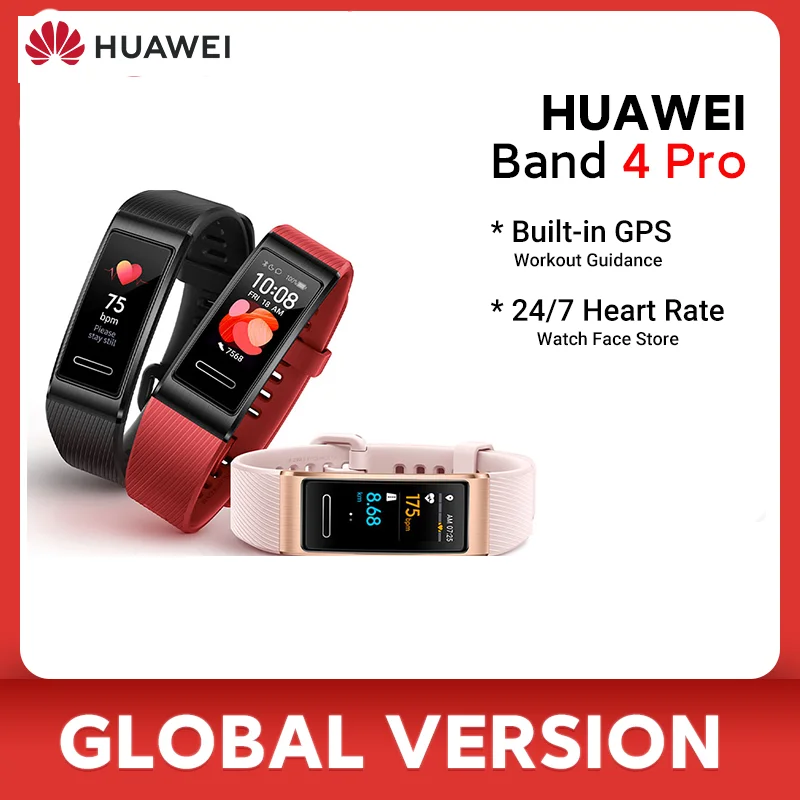 Global Version Huawei Band 4 Pro Smart Band Blood Oxygen 0.95'' AMOLED Screen Heart Rate Tracker GPS Sleep monitoring Smartbands
Global Version Huawei Band 4 Pro Smart Band Blood Oxygen 0.95'' AMOLED Screen Heart Rate Tracker GPS Sleep monitoring Smartbands