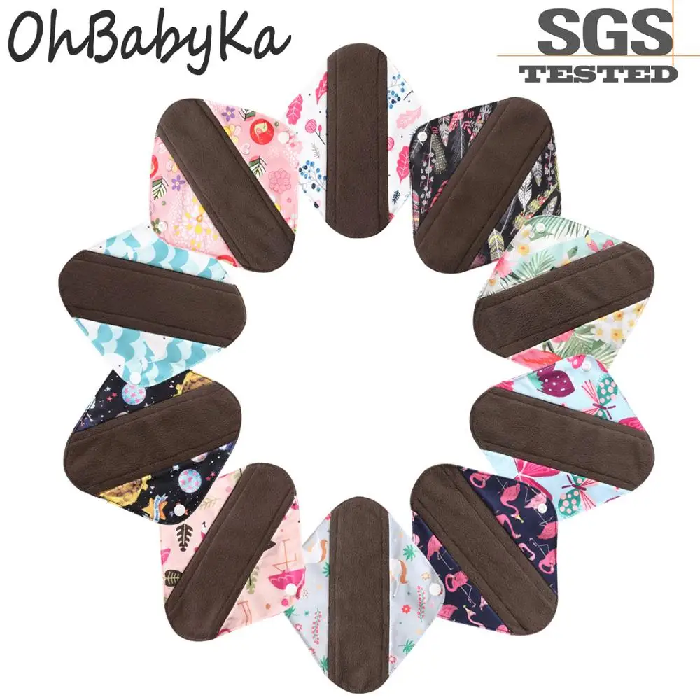 S M L тканевая менструальная прокладка Ohbabyka бамбуковый уголь мама гигиеническая