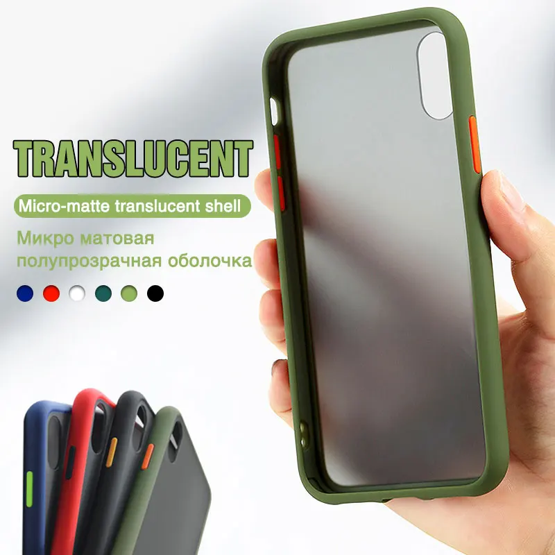 Ударопрочный чехол для телефона iPhone X XR XS Max 8 7 6 6S Plus 11 Pro матовый полупрозрачный