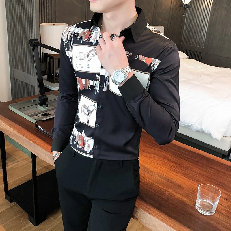 High Quality Digital Print Shirts for Men Clothing 2021 Spring New Slim Fit Long Sleeve Casual Club Tuxedo 3XL-M Ropa Hombre Hot
High Quality Digital Print Shirts for Men Clothing 2021 Spring New Slim Fit Long Sleeve Casual Club Tuxedo 3XL-M Ropa Hombre Hot