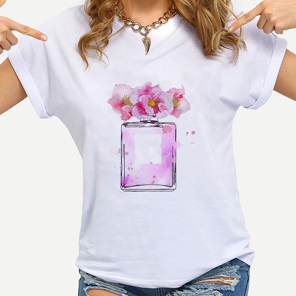 Aesthetic Flower and Perfume bottle Women T-shirt Casual Short Sleeve Tops France Style Clothing Harajuku Casual T-shirt femme
Aesthetic Flower and Perfume bottle Women T-shirt Casual Short Sleeve Tops France Style Clothing Harajuku Casual T-shirt femme
