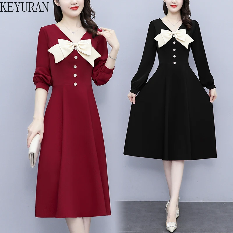 Plus Size Women Dress 2022 Spring Elegant French Bow Stitching Long Sleeve V-Neck Single-Breasted High WaistLong Dress Vestidos
Plus Size Women Dress 2022 Spring Elegant French Bow Stitching Long Sleeve V-Neck Single-Breasted High WaistLong Dress Vestidos
