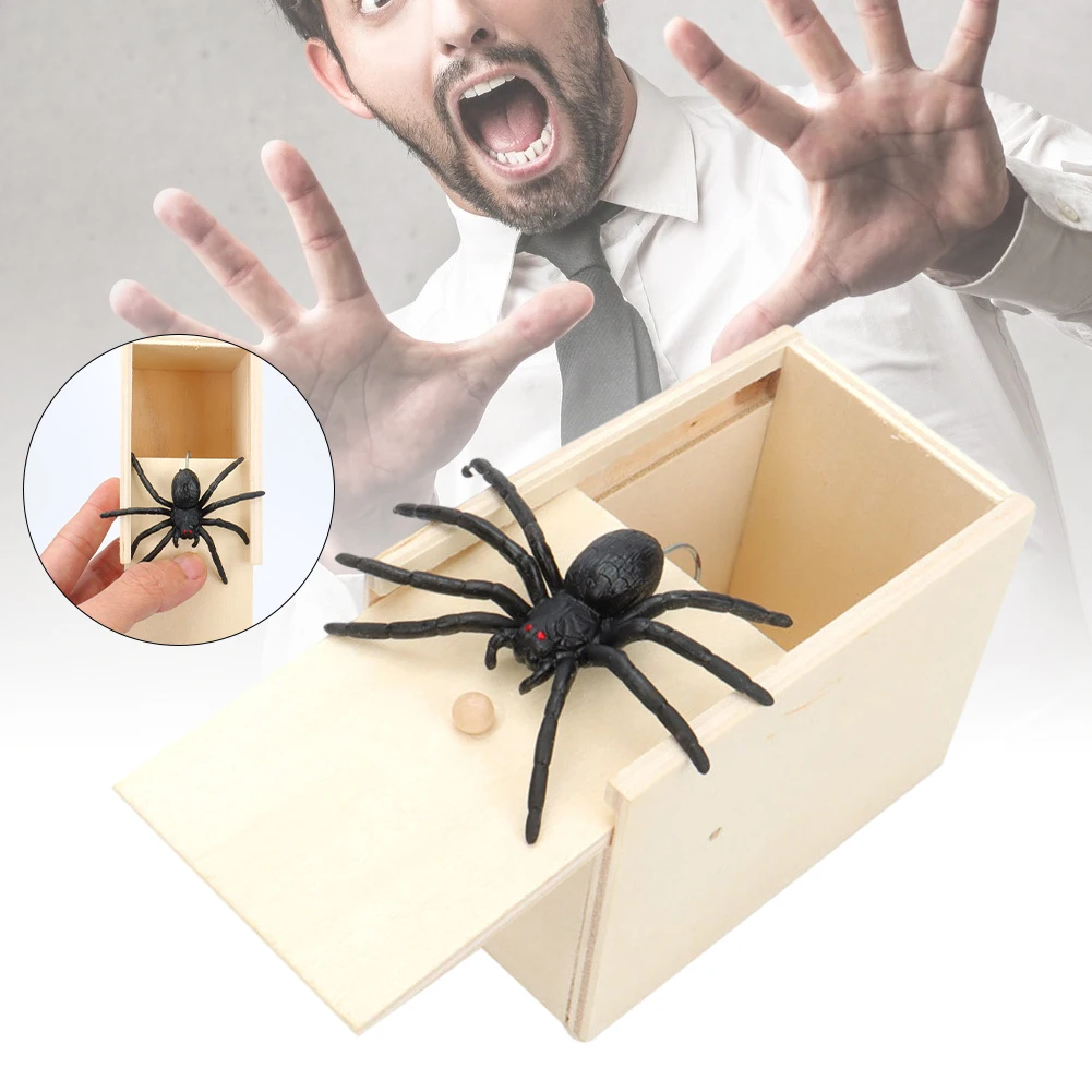 

Mouse Spider Surprise Box Joke Fun Scare Prank Gag Gifts Kids Adult Toys Tricky Toy Scared Wooden Box Spoof Scary Little Bug