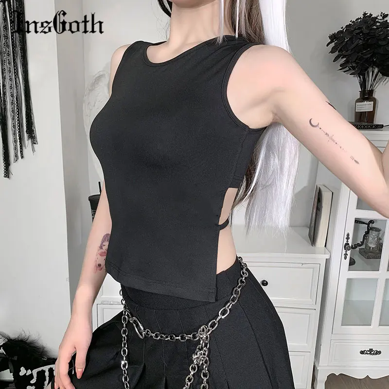 InsGoth Streetwear Sexy Backless Tanks Punk O Neck Sleeveless Crop Top Women Casual Summer Bandage Tank Tops Grunge Club Wear
InsGoth Streetwear Sexy Backless Tanks Punk O Neck Sleeveless Crop Top Women Casual Summer Bandage Tank Tops Grunge Club Wear
