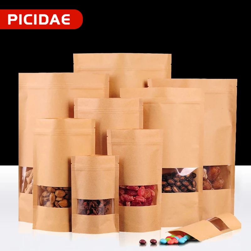 Kraft Paper Ziplock Bag With Window Food Storage Tea Nut Fruit Gift Coffee Bean Candy Home Kitchen Storage Packaging Resealable
Kraft Paper Ziplock Bag With Window Food Storage Tea Nut Fruit Gift Coffee Bean Candy Home Kitchen Storage Packaging Resealable