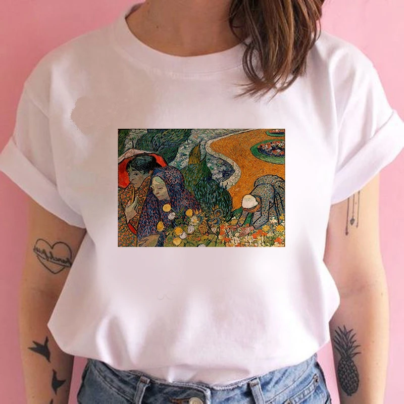 Women Summer Van Gogh Painting Vintage Fashion Aesthetic White T-Shirt Women Harajuku Short Sleeve Fun Ulzzang T-Shirt
Women Summer Van Gogh Painting Vintage Fashion Aesthetic White T-Shirt Women Harajuku Short Sleeve Fun Ulzzang T-Shirt