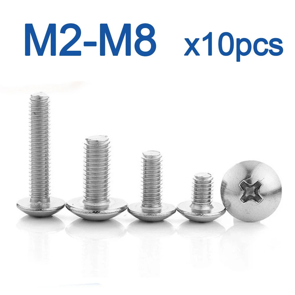 10pcs/lot Cross Recessed Truss Head Machine Screws M3 M4 M5 M6 M8 Mushroom Big Flat Head 304 Stainless Steel Philips
10pcs/lot Cross Recessed Truss Head Machine Screws M3 M4 M5 M6 M8 Mushroom Big Flat Head 304 Stainless Steel Philips