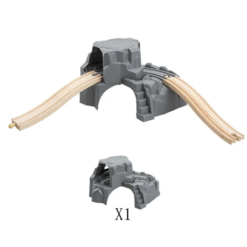 Plastic Grey Double Tunnel Train Track Accessories for Track Train Simulation Tunnel Cave Baby Toys