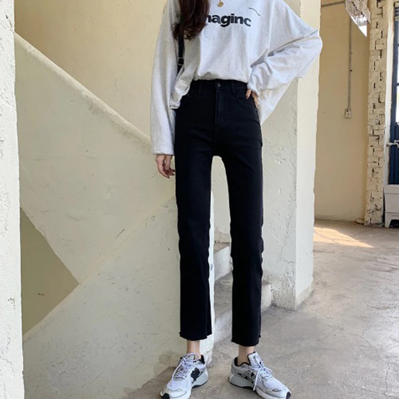 Suitable For Crotch, Thigh, High Waist, Large Jeans, Women's Black Elastic 9-Point Straight Pants Women's jeans
Suitable For Crotch, Thigh, High Waist, Large Jeans, Women's Black Elastic 9-Point Straight Pants Women's jeans