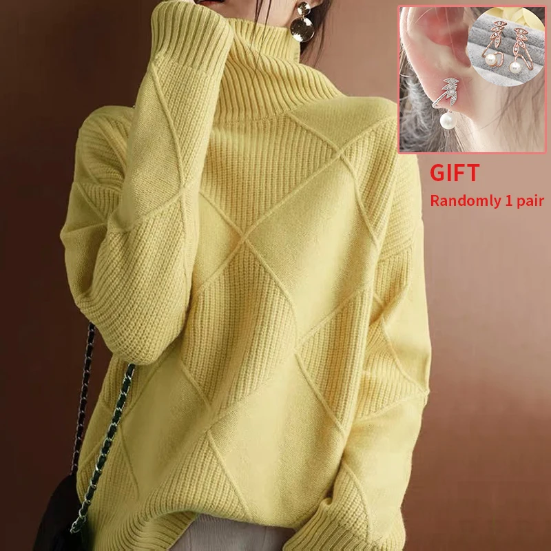 Brand New Wool Sweater Women Knitted Turtleneck Sweater Pure Color Pullover Jumper Batwing Long Sleeve Loose Tops Autumn Winter
Brand New Wool Sweater Women Knitted Turtleneck Sweater Pure Color Pullover Jumper Batwing Long Sleeve Loose Tops Autumn Winter