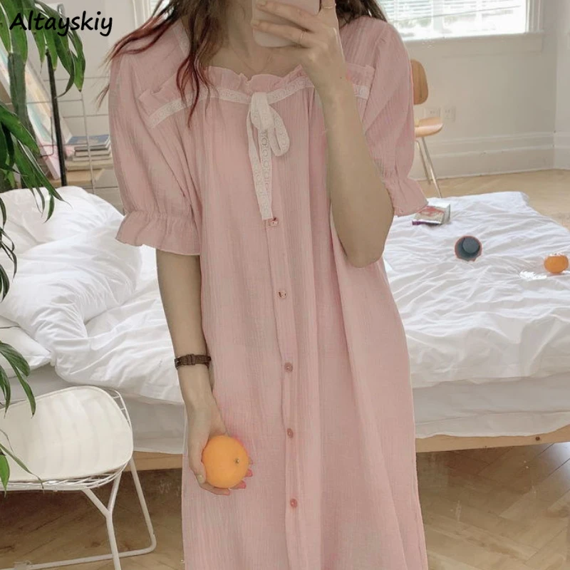 Nightgowns Women Sweet Girl Calf-mid Ruffles Puff Sleeve Square Collar Stylish Casual Comfort Baggy Sleepwear Maiden Simple
Nightgowns Women Sweet Girl Calf-mid Ruffles Puff Sleeve Square Collar Stylish Casual Comfort Baggy Sleepwear Maiden Simple