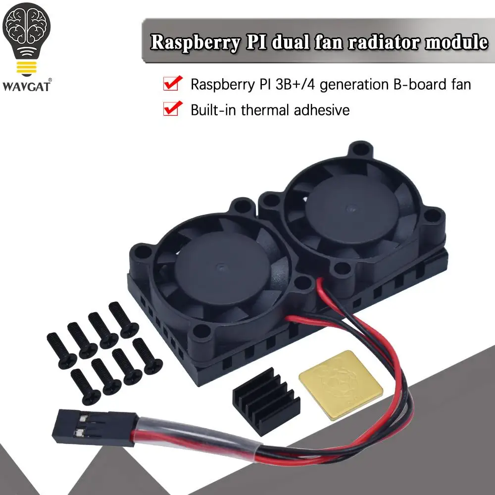 

Raspberry Pi 4 Модель B,3B + двойной вентилятор с комплектом радиаторов Pi 4B, комплект охлаждающего вентилятора с лентой для Raspberry Pi 4B / 3 B +