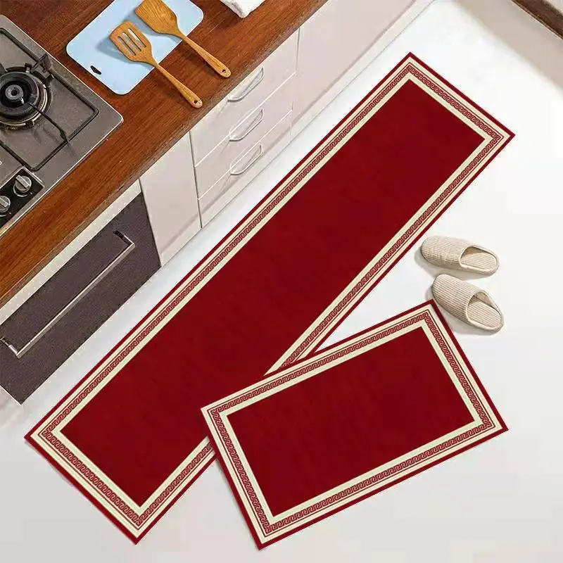 

Anti-slip Long Kitchen Mat Red Absorbent Bathroom Carpet Bedroom Living Room Floor Area Rugs Hallway Entrance Doormat Prayer Pad