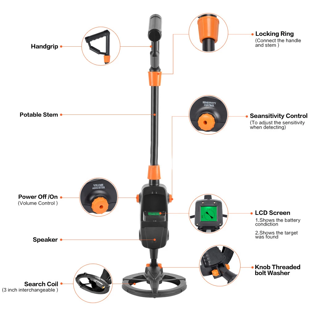 Outdoor Waterproof Underground Handheld Metal Detector Sensitive LCD Display Portable Adjustable
Outdoor Waterproof Underground Handheld Metal Detector Sensitive LCD Display Portable Adjustable