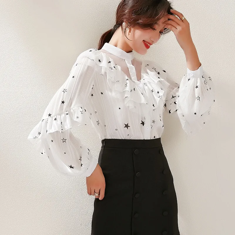 2020 Spring New Style Brand Women's Clothing Korean-style Sweet Printed Flounced Shirt Elegant Long-Sleeve Shirt Women's
2020 Spring New Style Brand Women's Clothing Korean-style Sweet Printed Flounced Shirt Elegant Long-Sleeve Shirt Women's