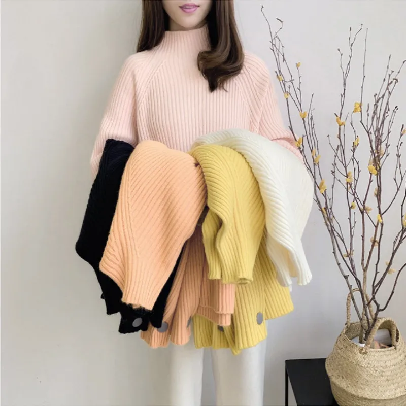 Pullover Women's One-button Solid Color Bottoming Shirt 2020 Autumn and Winter Fashion Korean Half High Neck Sweater for Women
Pullover Women's One-button Solid Color Bottoming Shirt 2020 Autumn and Winter Fashion Korean Half High Neck Sweater for Women