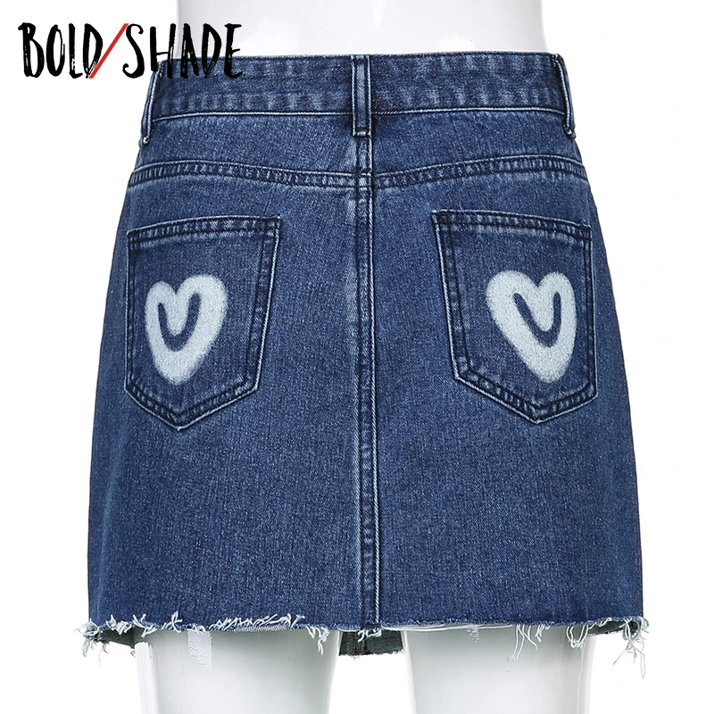 Bold Shade 90s Vintage Low Rise Y2K Denim Skirt Urban Indie Clothes Aesthetic Heart Print Women Frayed Mini Skirts Grunge Skinny
Bold Shade 90s Vintage Low Rise Y2K Denim Skirt Urban Indie Clothes Aesthetic Heart Print Women Frayed Mini Skirts Grunge Skinny