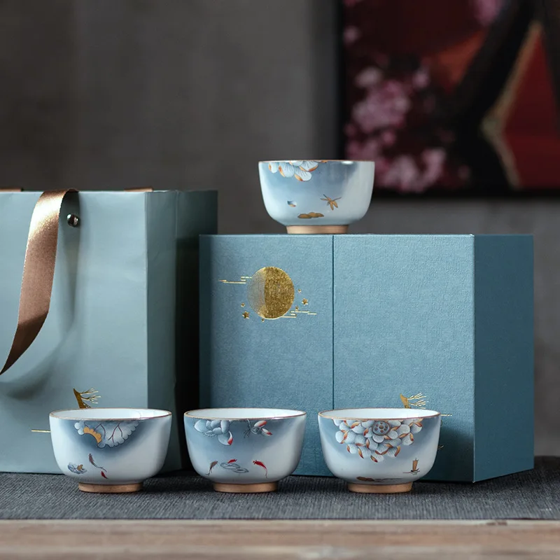 Azure Ruihe Ceramic Tea Cup 4 Cups Gift Box Smell Master Teacup Gongfu Teaset Accessories
Azure Ruihe Ceramic Tea Cup 4 Cups Gift Box Smell Master Teacup Gongfu Teaset Accessories